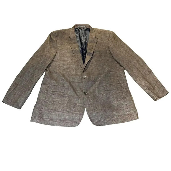 Tommy Hilfiger Mens Navy Blue BIG & TALL Sport Coat Blazer Jacket 48L Wool Blend - Picture 1 of 9